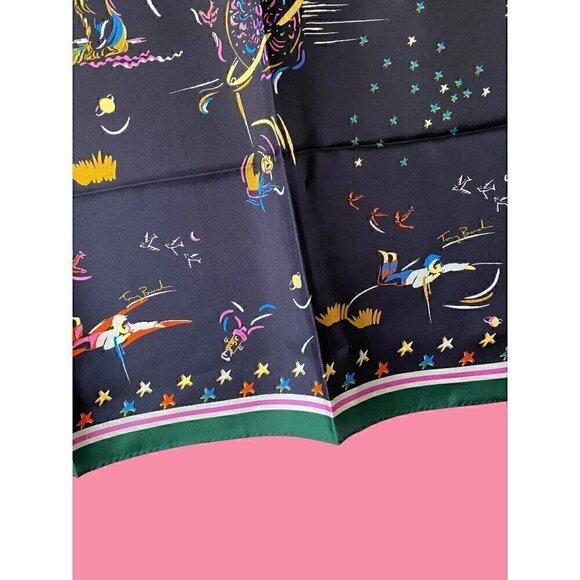 tory burch daydream silk square scarf 36"x36" tory navy blue new rare last one - Picture 5 of 11